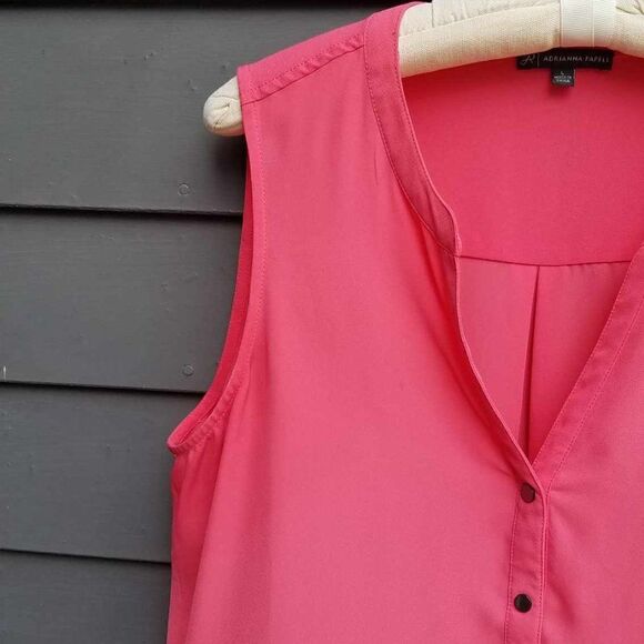 Adrianna Papell Coral Button Down Sleeveless Blouse size Large - Picture 6 of 8